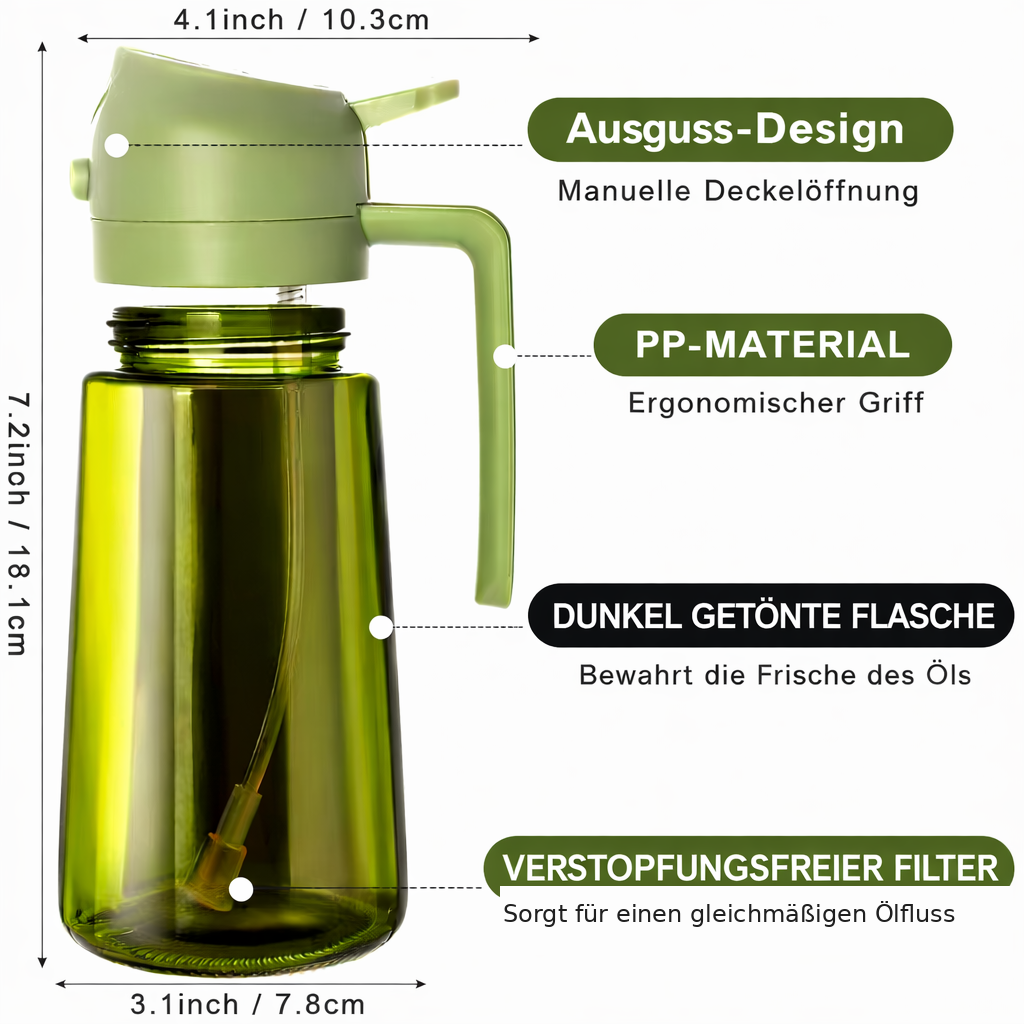 2-in-1 Ölsprüher & Ölspender aus Glas (470ml)